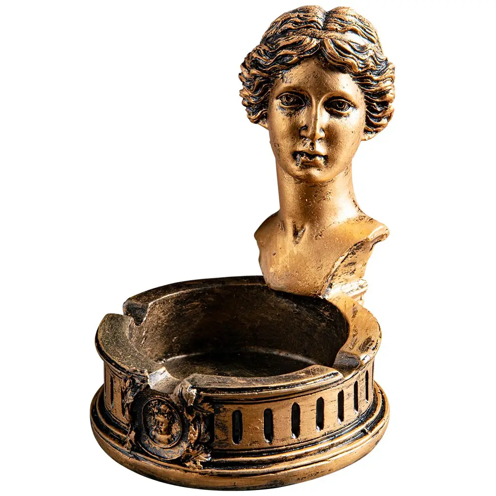 

European retro antique home tea table resin ashtray creative personality trend office table practical art decorative ashtray mol