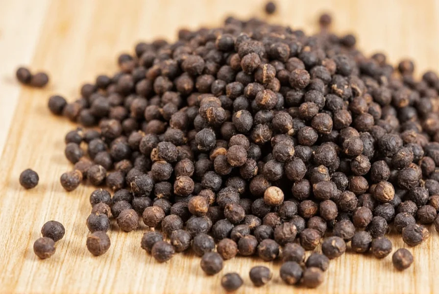 Close-up of Piper nigrum vine with peppercorn clusters growing in tropical environment