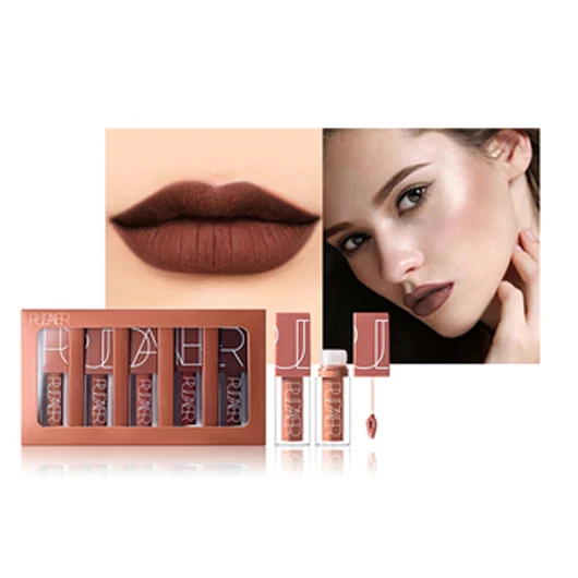 

mini clear custom oem magic valentine cosmetics girls women liquid matte lipgloss kit set, 5 colors