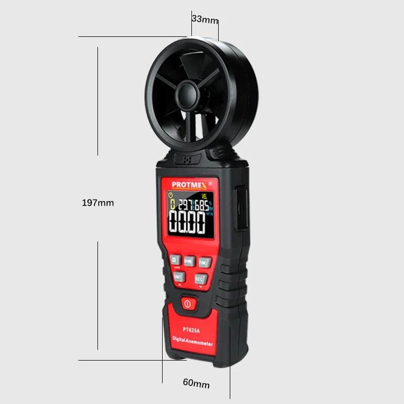 
2019 New product Digital wind Anemometer PROTMEX PT625A Air Flow Meter Wind Speed Meter 