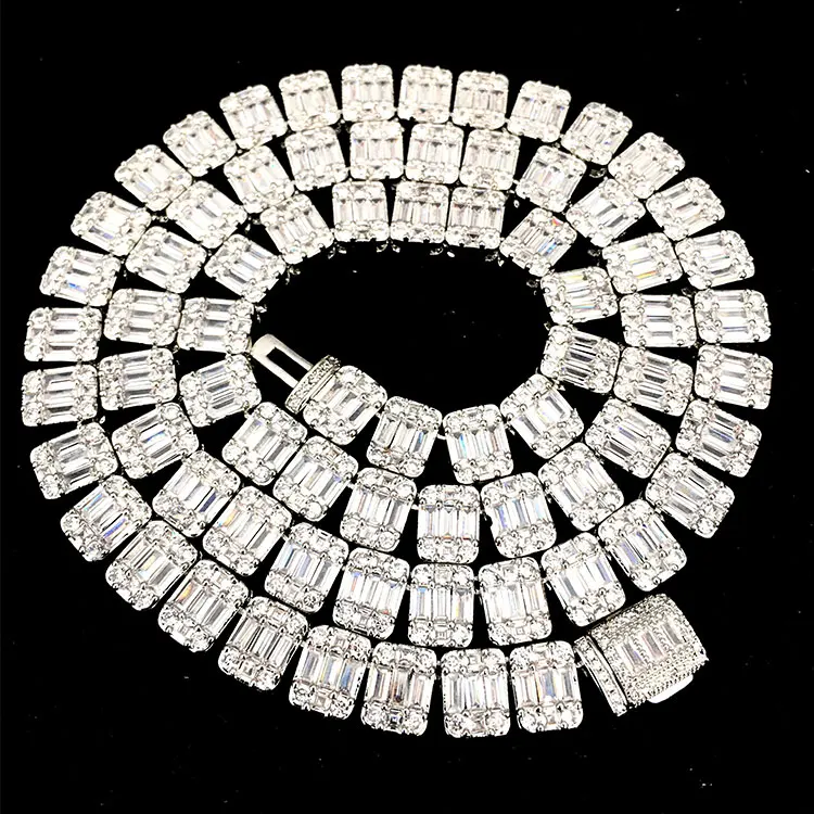 

Hip hop necklace jewelry diamond miami stainless steel iced out cuban chain, White/yellow
