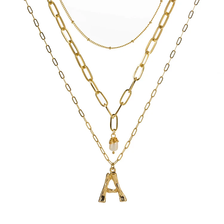 

HIgh quality custom letter pendant gold plated chain women necklace jewelry, Optional as picture,or customized