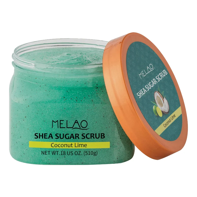 

Melao brand/private label 510g coconut lime shea sugar scrub whitening body scrub