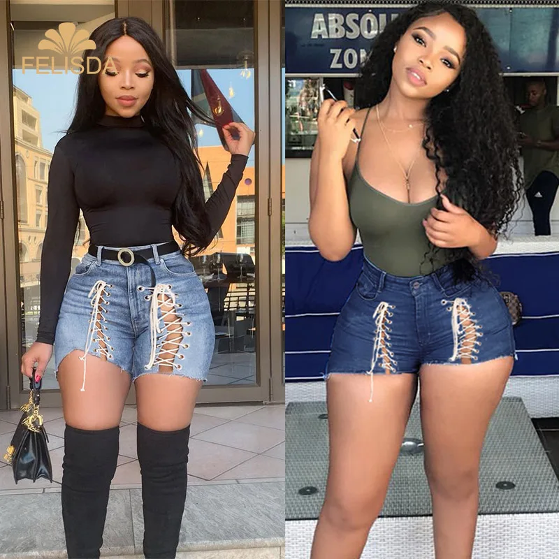 

Ripped Jeans For Women Hollow Out Summer Clothes Streetwear Blue Pants Ladies 3XL Plus Size Jeans Shorts Dropshipping