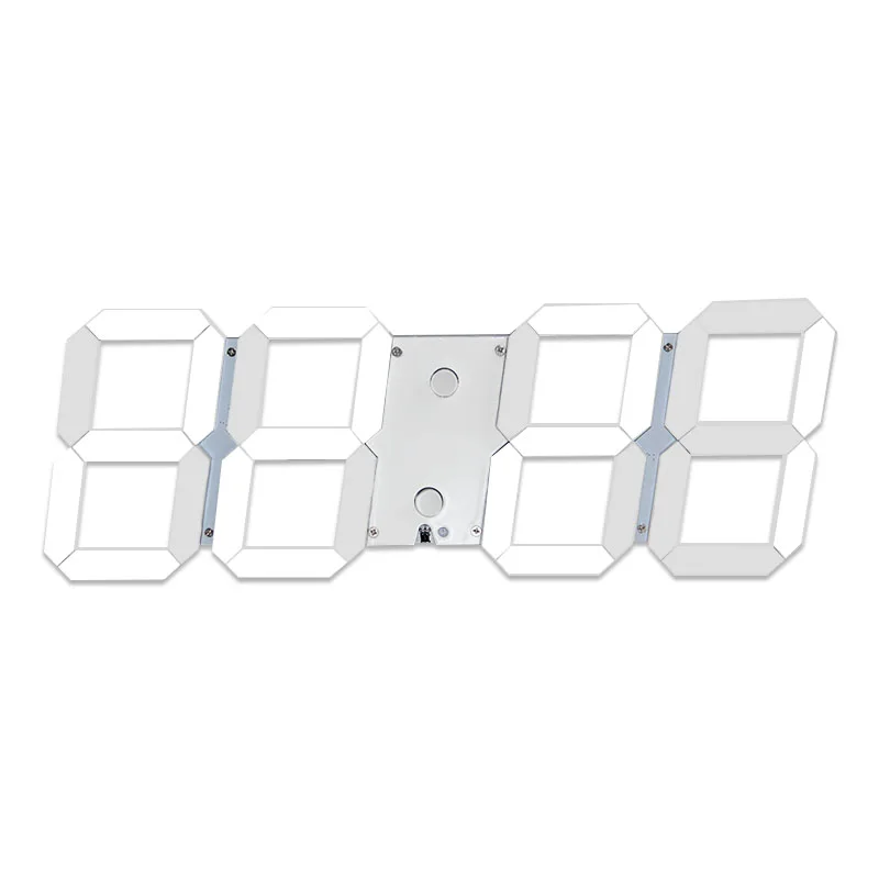 

Modern Design Home Decor Alarm Clock LED Wall Mounted 3D Clock, White