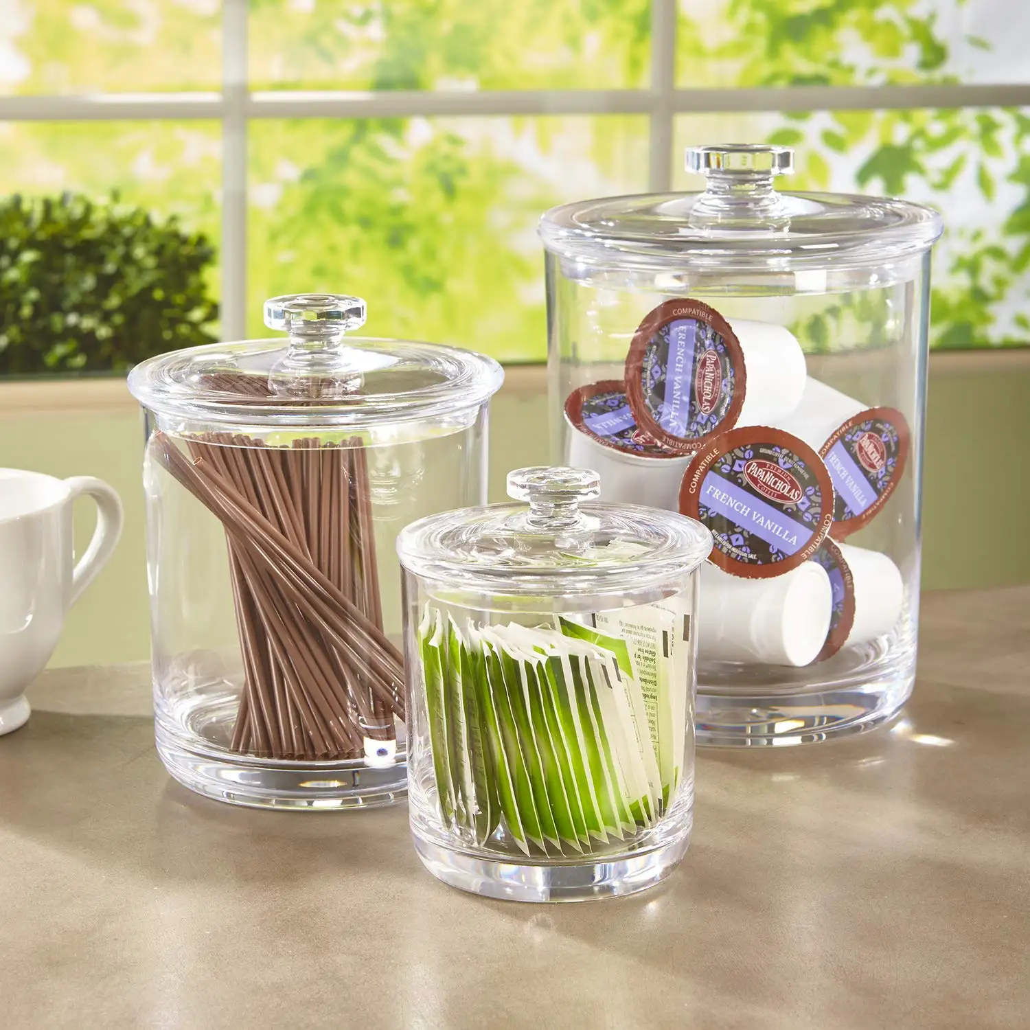 set of 3 apothecary multifunctional acrylic jars plastic jars