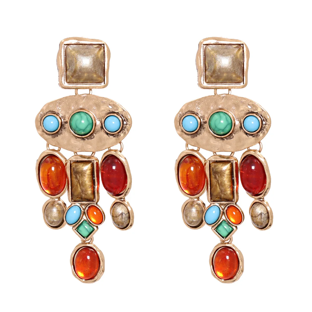 

Hot new creative trend jewelry personality ethnic style color diamond earrings tassel earrings, Golden