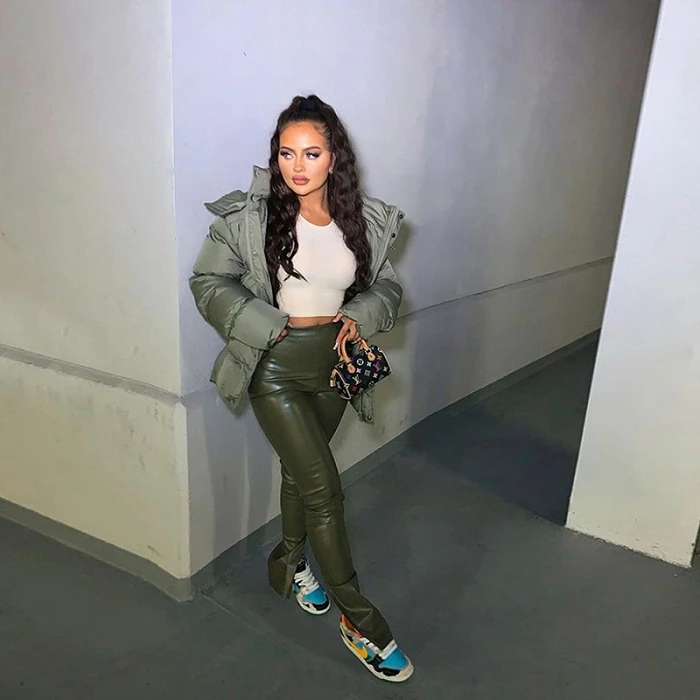 

Faux PU Leather Women Pencil Pants 2020 Autumn Side Split High Waist Tight Skinny Bodycon Solid Streetwear Fashion Trouser