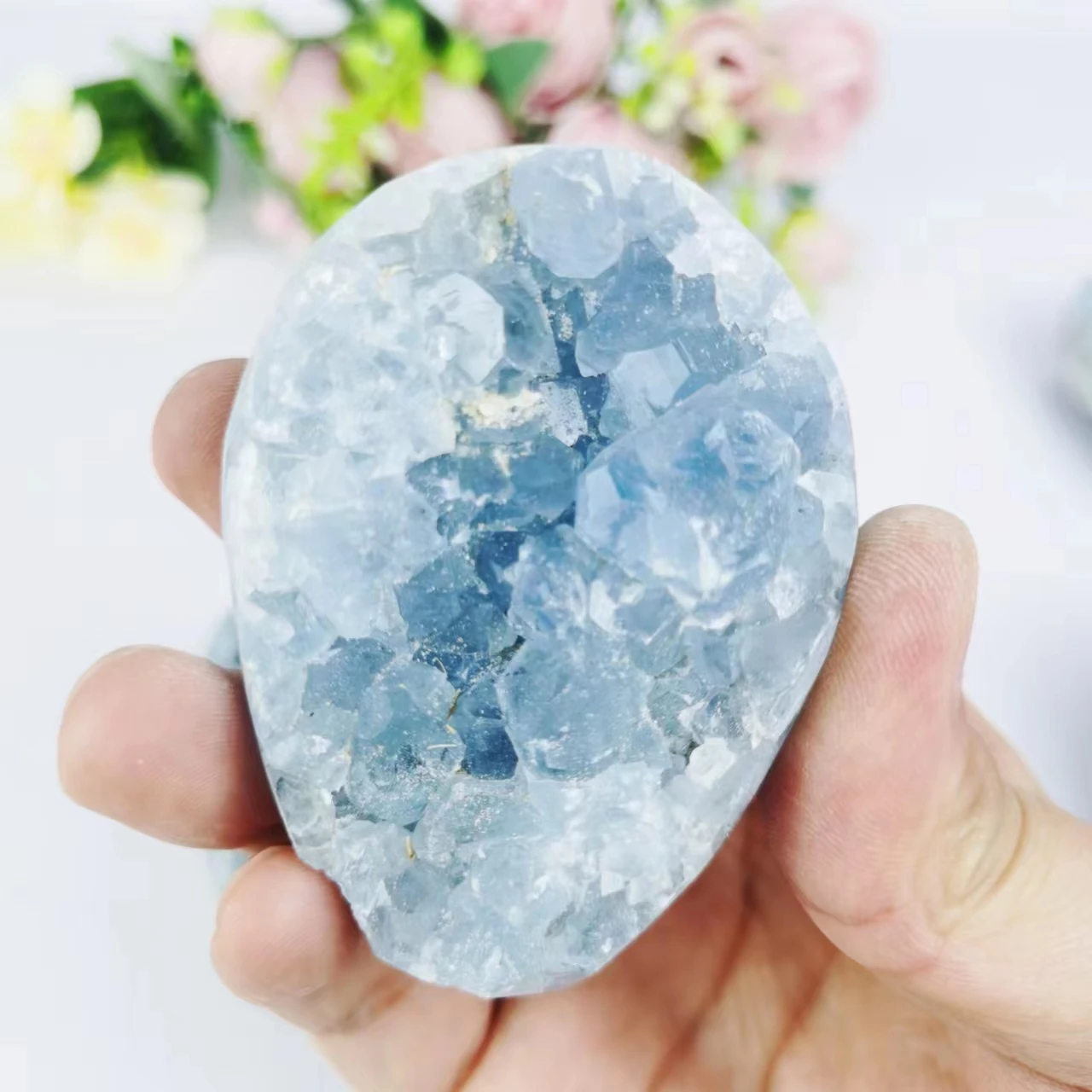 Wholesale High Quality Natural Blue Celestite Cluster Raw Crystal Blue Celestite Geode Druzy