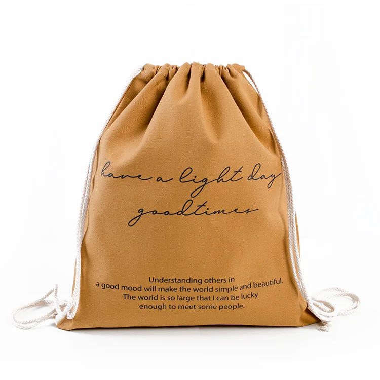 

romotional Organic canvas shoulder bag Plain Recycle Printed Custom cotton gift bag backpack drawstring sports bag