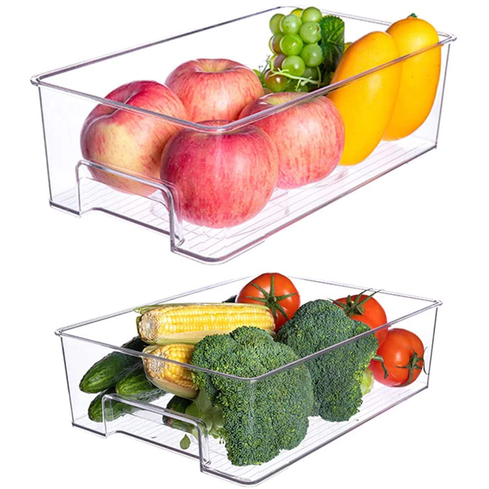 

Hot sale PET Fridge Storage Bin stackable fruit vegetable Transparent Food organizer container set