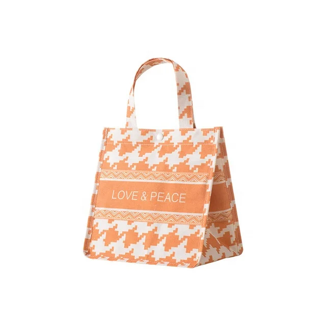 

Stylish cute pattern printing multistyle cotton linen insulated lunch bag for unisex wholesale, The same as the picture