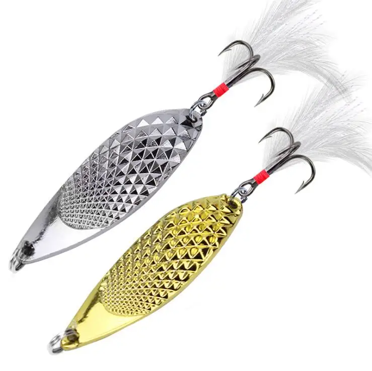 

WEIHE Metal Spinner Spoon Fishing Lure Hard Baits Sequins Noise Paillette Ar troll lead minnow head trolling metal spoon lure, See details