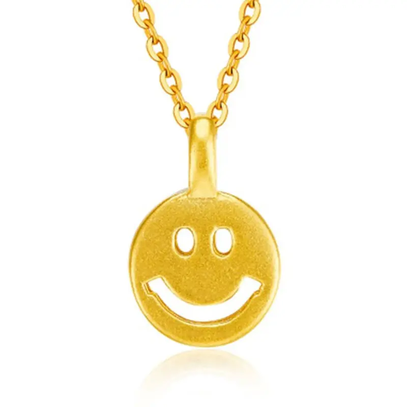 

Certified Gold Pure Gold 999 Smiling Face Pendant 3D Hard Pure Gold Small Pendant Choker Women's Necklace Gifts For Girlfriend