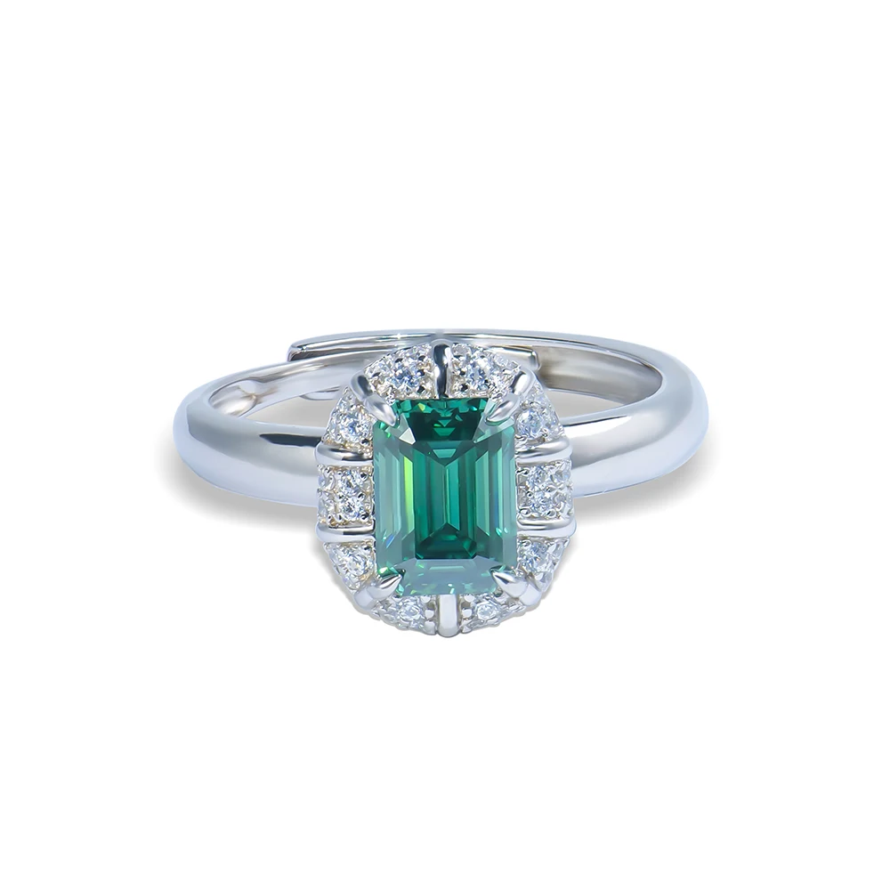 White Gold Plated 925 Sterling Silver Gra Moissanite Luxury Designer Engagement Wedding Green Diamond Mossanite Rings for Women