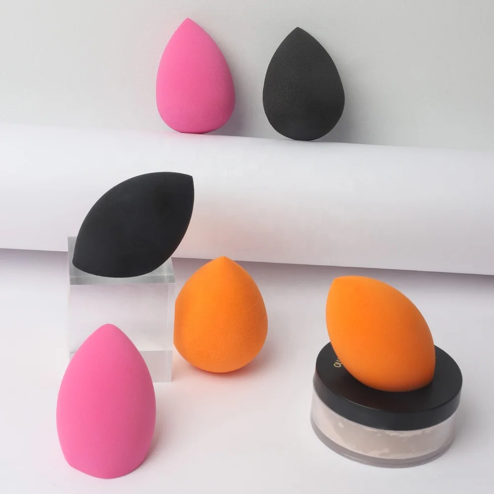 

Multi Shape Beauty Egg Super Soft Vegan Black Powder Puff Microfiber Blender Custom Latex Free Wholesale Makeup Sponge