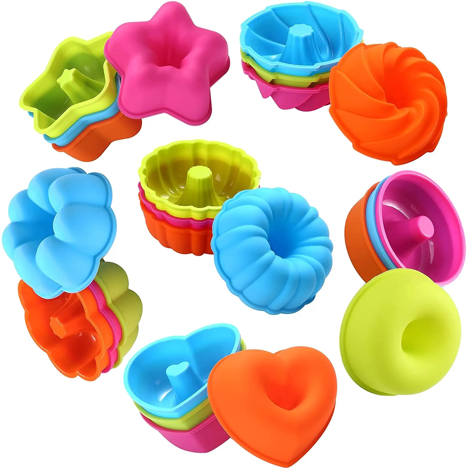 

Nonstick Reusable 24PCS Silicone Mini Donut Muffin Pumpkin Cupcake Liners DIY Pastry Baking Cake Mold