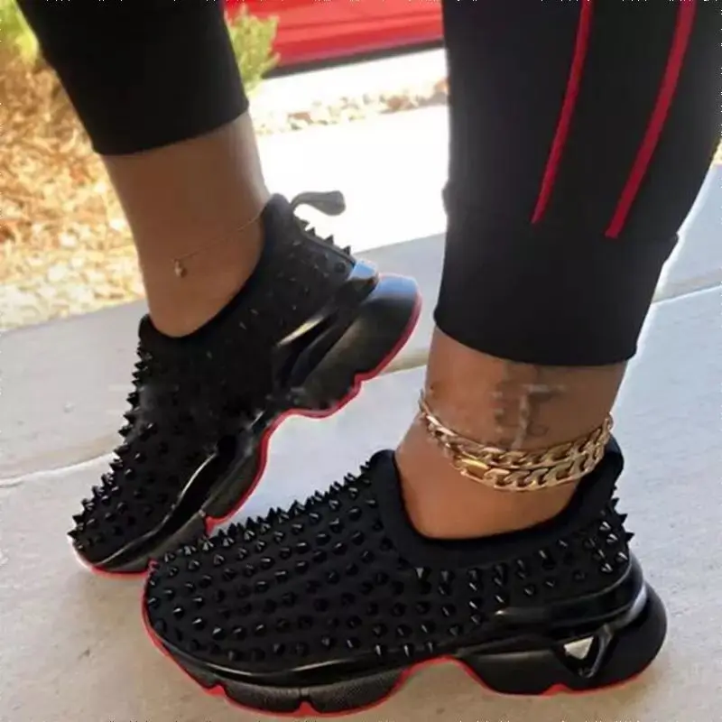

Casual Rivets Decor Sneakers For Women, Picture