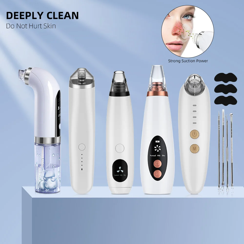 

trending 2021 beauty facial vacuum suction pore remover pimple extractor tool blackhead remover kit blackhead instrument, White