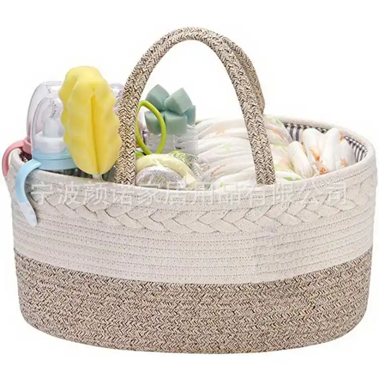 

Baby Diaper Storage Box 100% Cotton Rope Baby Room Diaper Storage Basket Diaper bag For Wet Toy Storage, Customized colors