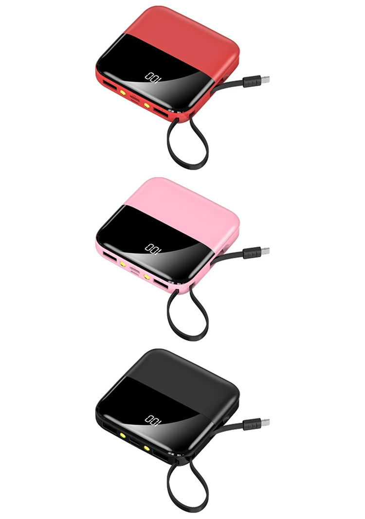 2020 New Arrival High Capacity 20000mAh Portable Mini Square Power Bank With Built-in Cable, Micro, Type-c - ANKUX.COM