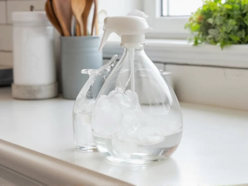 Homemade saline solution ingredients on clean kitchen counter