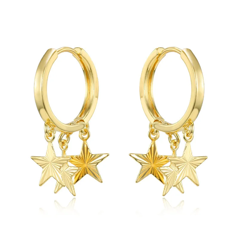 

New 2021 Tassel Hoop Trendy Five-pointed Star Multiple Star Pendant Earrings, White