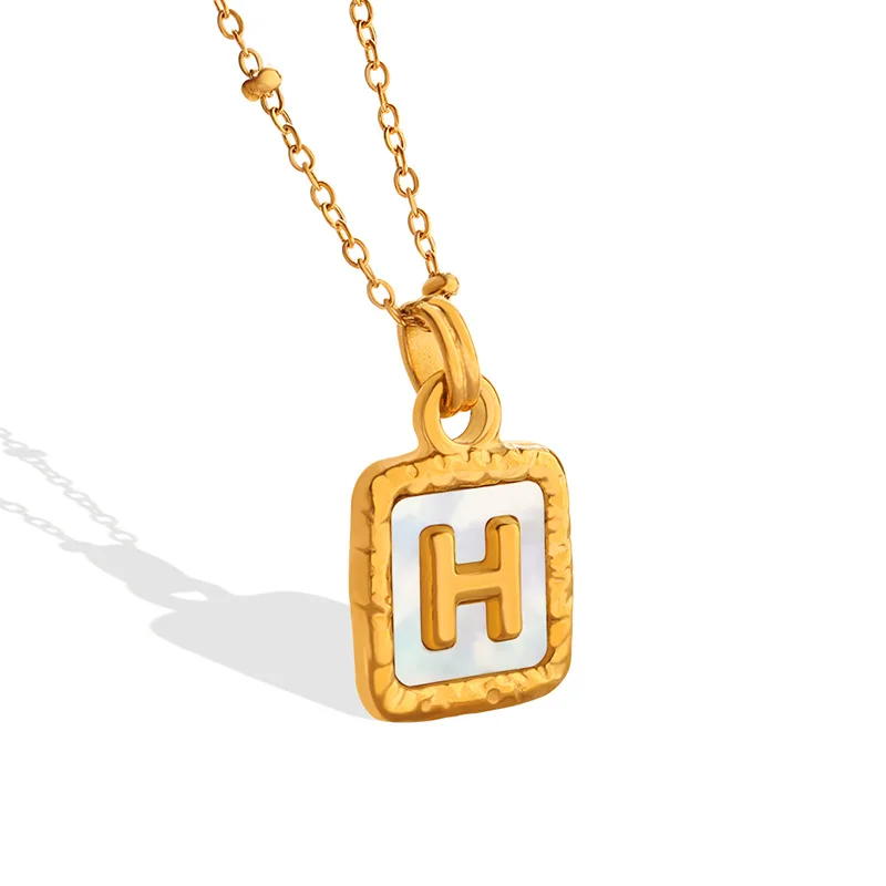 

Best Selling Light Luxury Design Personalized And Fashionable Natural White Seashells Letter H Versatile Gold Plated Necklace, 2 colors