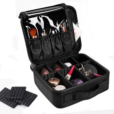 

oxford Makeups Bag Cosmetics travel black makeup bag, Back/pink