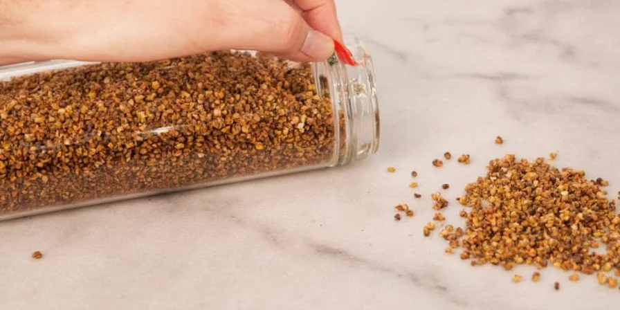 Spice jars including cracked pepper in clear containers
