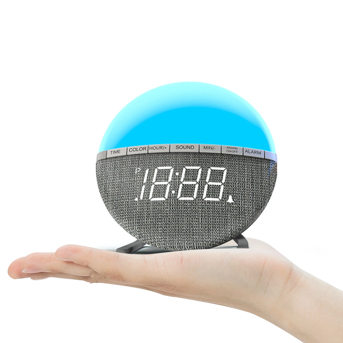 

2021 popular desktop digital clock 8 natural sound 7 color light sleep trainer alarm clock for kids