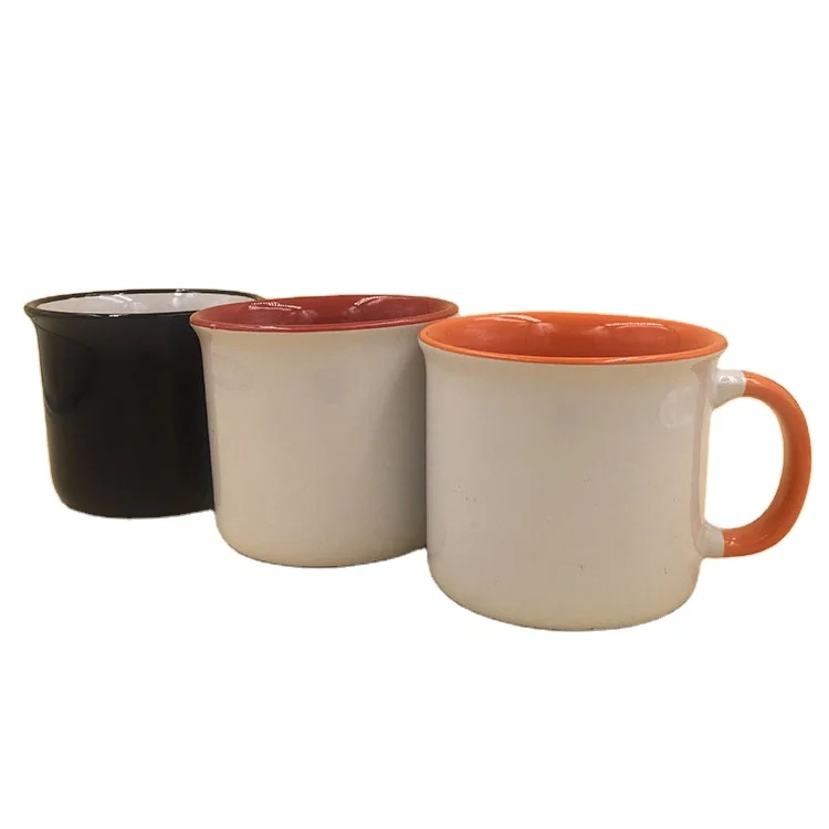 

Coffee water ceramic mug logo customized round colored ceramic mug