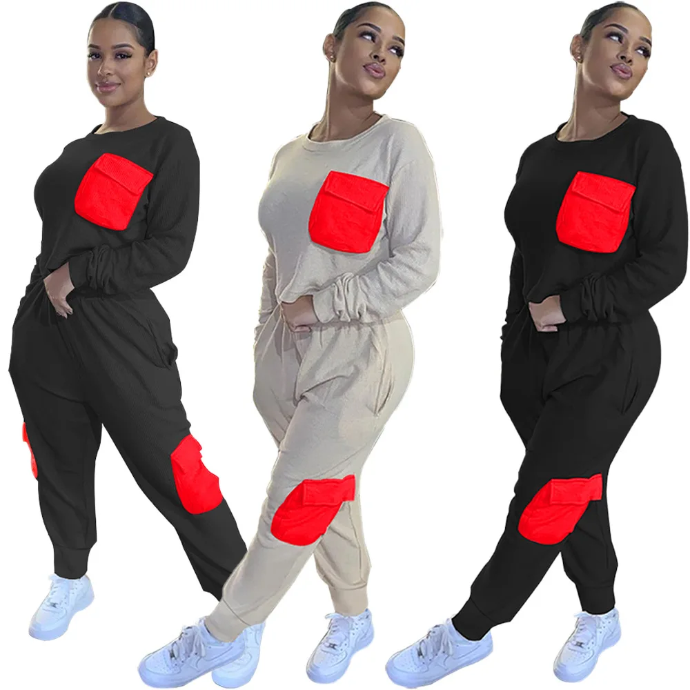 

Joker urban casual fashion simple short long sleeve jacket trousers big pocket women's two-piece suit, Customized color