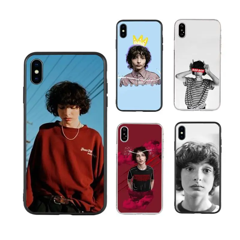 

TV Finn Wolfhard Stranger Things hot selling cute art Phone Case for iPhone X XR Xs Max 11 11Pro 11ProMax 12 12pro luxury funda, Black/transparent