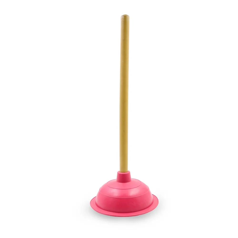 

Household cleaning tools custom size round wooden handle suction pump toilet plunger, Customized