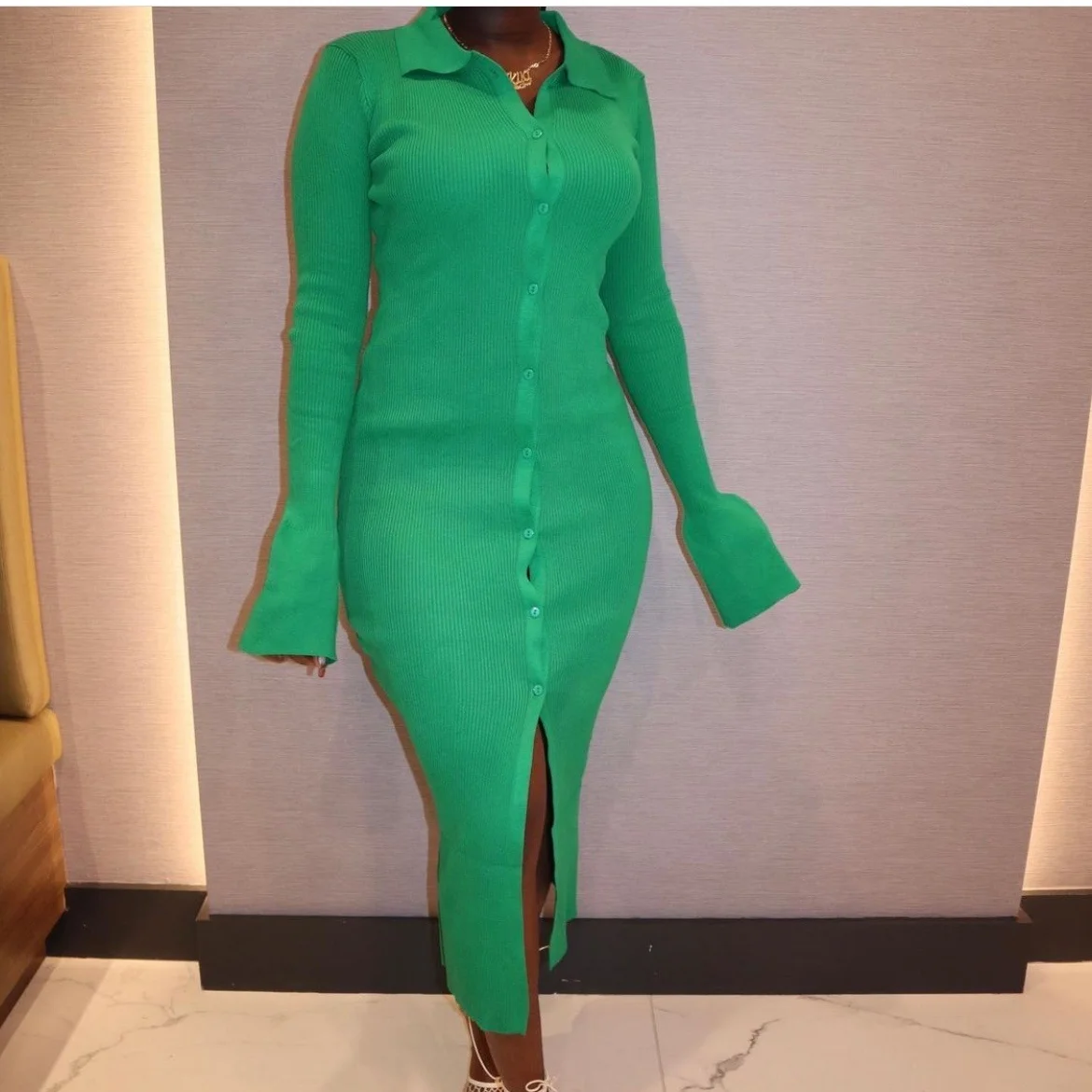 

New Women Fashion Cheap Casual Sweater Dresses Women Clothing Winter Knit Solid Long Sleeve Long Maxi Sexy Bodycon Ladies Dress, Solid plain color