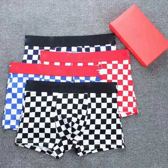 

square grid boxers men's cotton briefs hot style underwear