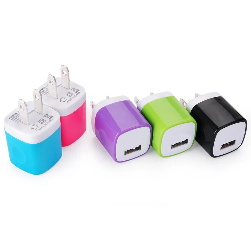 

Hot Selling USB Phone Charger Adapter 5V/1A US Plug Wall Charger Charging Block For iPhone, Colorful