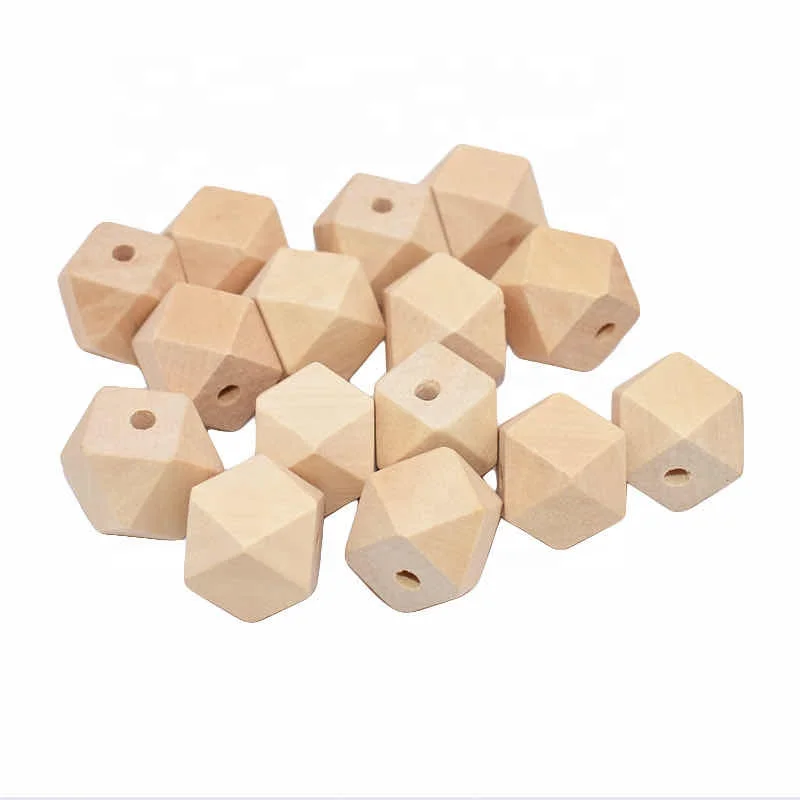 

20mm Natural Unfinished Beech Wood Hexagon Beads Wooden Geometric Beads