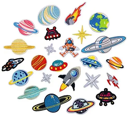 

Embroidery Patches Outer Space Planet Pattern Sew On Iron On Patches for Clothes Badges Sticker for Jeans