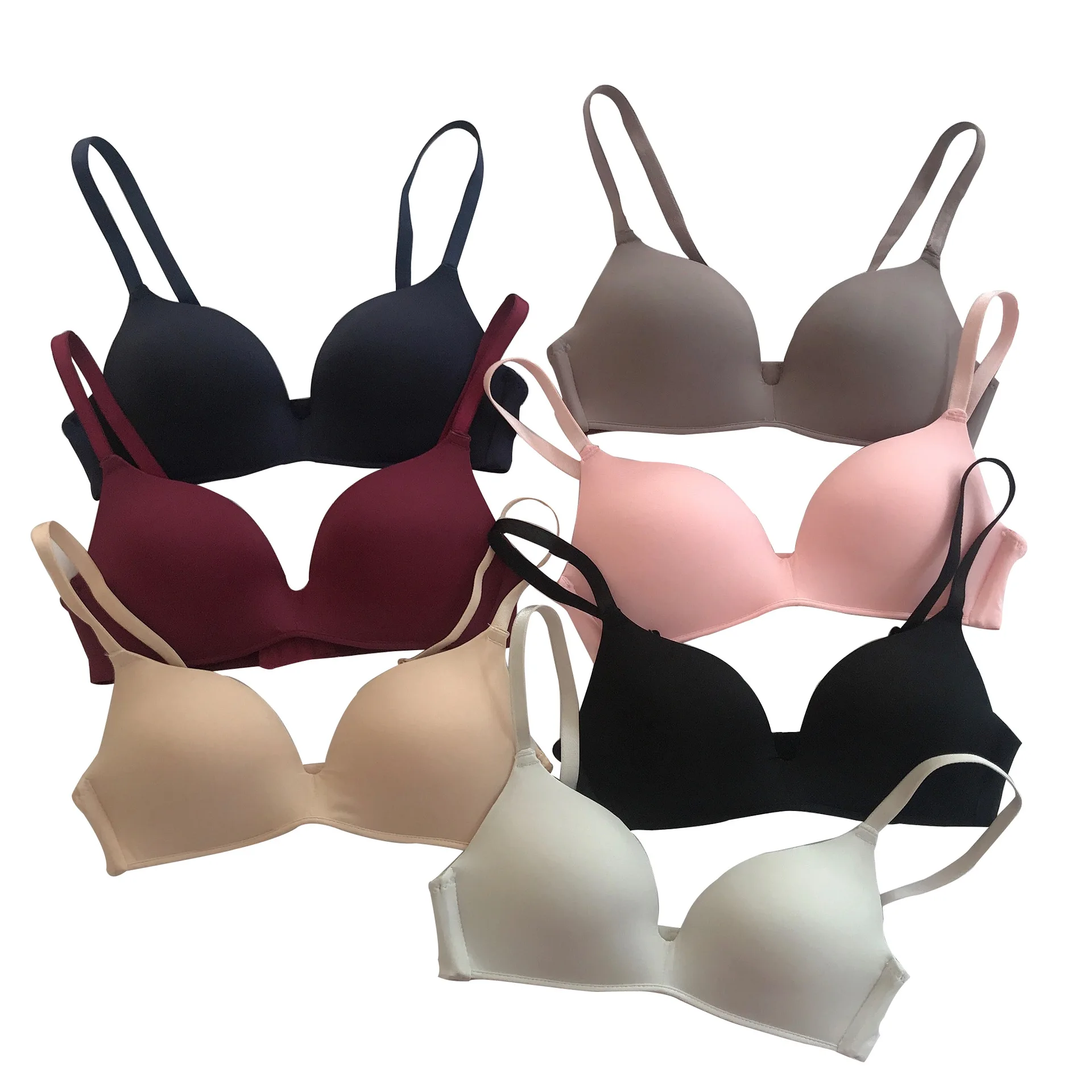 

wholesale Girls Fashion Simple Solid Color Push Up Wire-Free bras Comfort seamless wireless bra for women, 6 colors for you choose