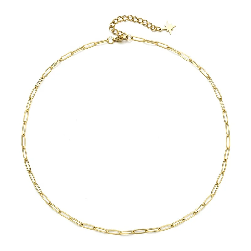 

18K Gold Plated Water Proof Stainless Steel Womens Star Necklace Fine Jewelry, Silver, custom color is available