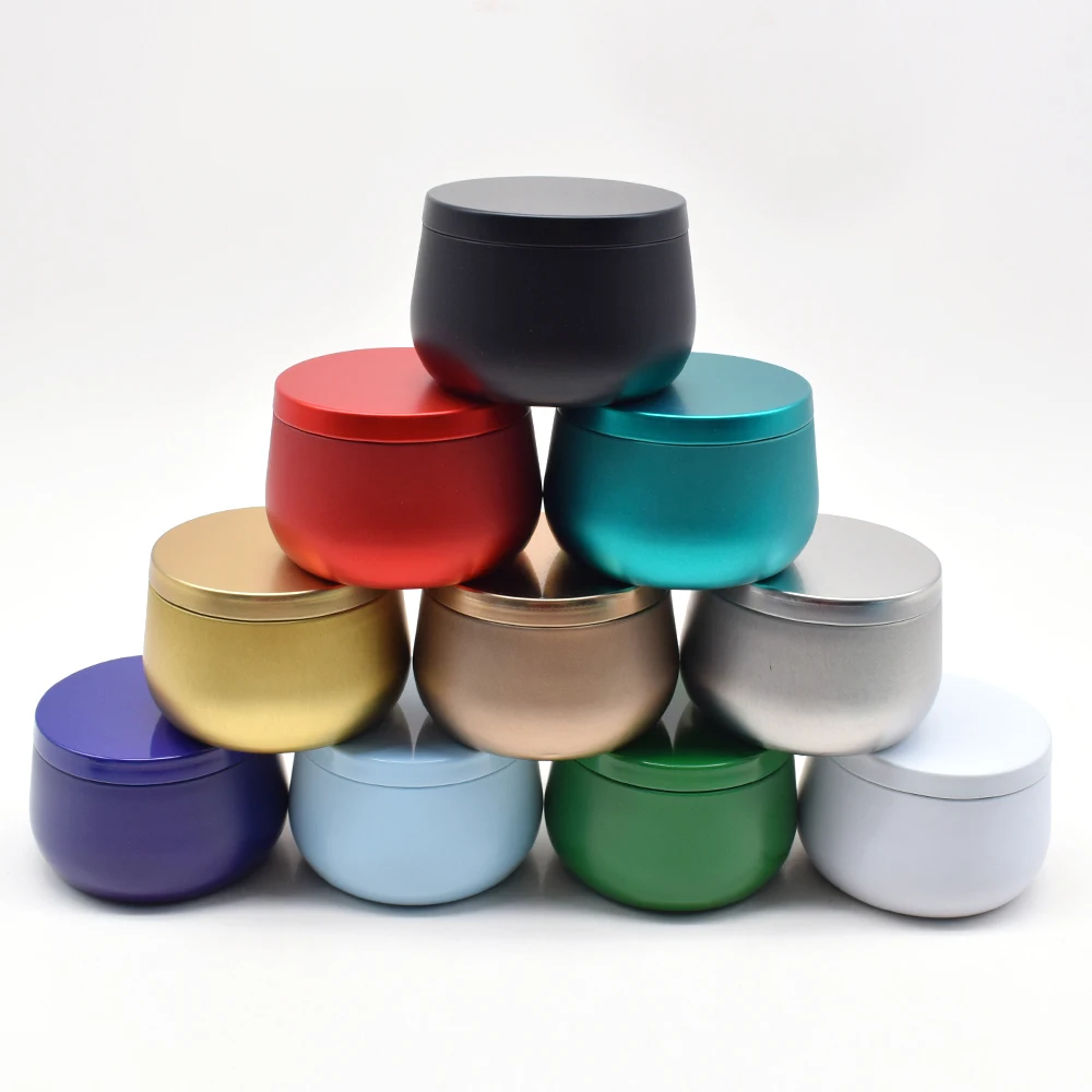 

Wholesale Colorful Black Green Blue Metal 8oz 240g Round Tin Candle Jar/Container Candle Tin For Scented Candle