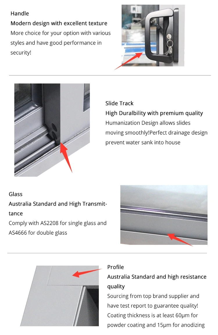 Living room Residential Aluminum Double/ Single fireproof standard Glass Sliding Doors size