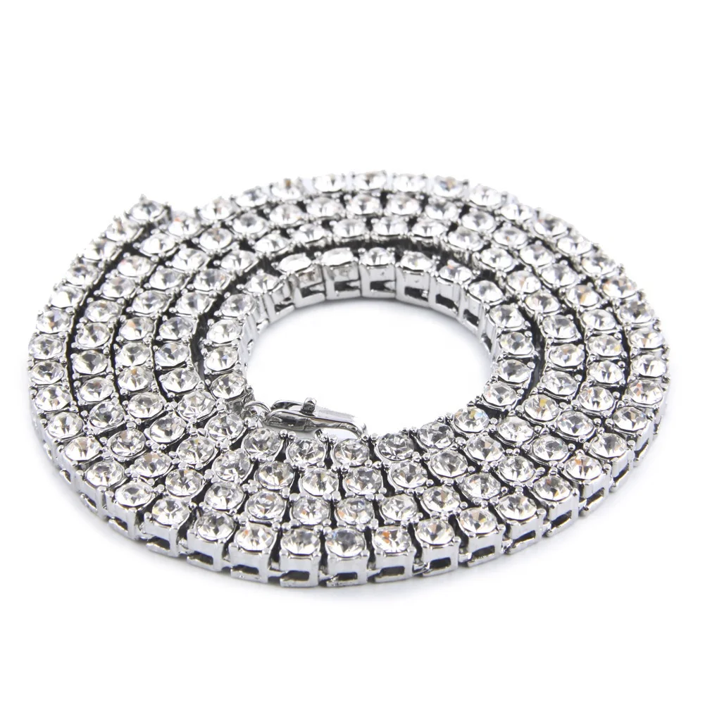 

wholesale bing iced out zirconia pink 3mm 4mm 5mm cz tennis chain necklace customized silver luxury diamond jewelry necklace