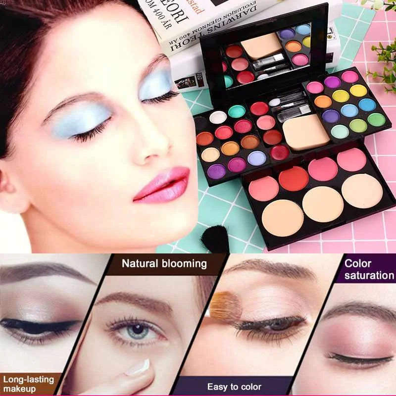 

Fashion Makeup Sets Professional Kit Cosmetics Set Box 24pcs Eyeshadow 3pcs Blush 2pcs Powder 4pcs Lipstick, 3 colors