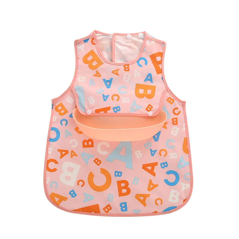 

Children's bib skirt eating silicone bib summer thin sleeveless gown, As pictures