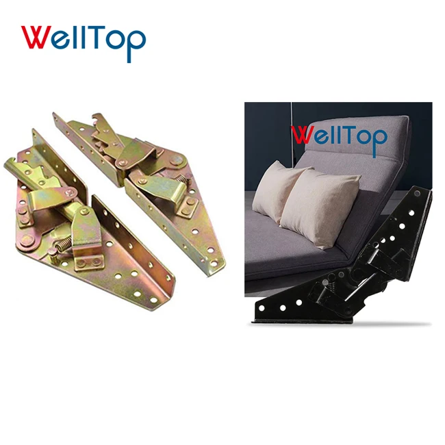 

WELLTOP Sf-015 Furniture Hardware Adjustable Metal Furniture Hinge Backrest Lift Up 3 Position Angle Folding Sofa Bed Mechanism