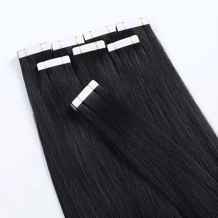 Invisible Tape Hair Extension Black Brown Raw Straight Russian Double Drawn Virgin Tape in Hair Extensions 100% Human Hair Remy