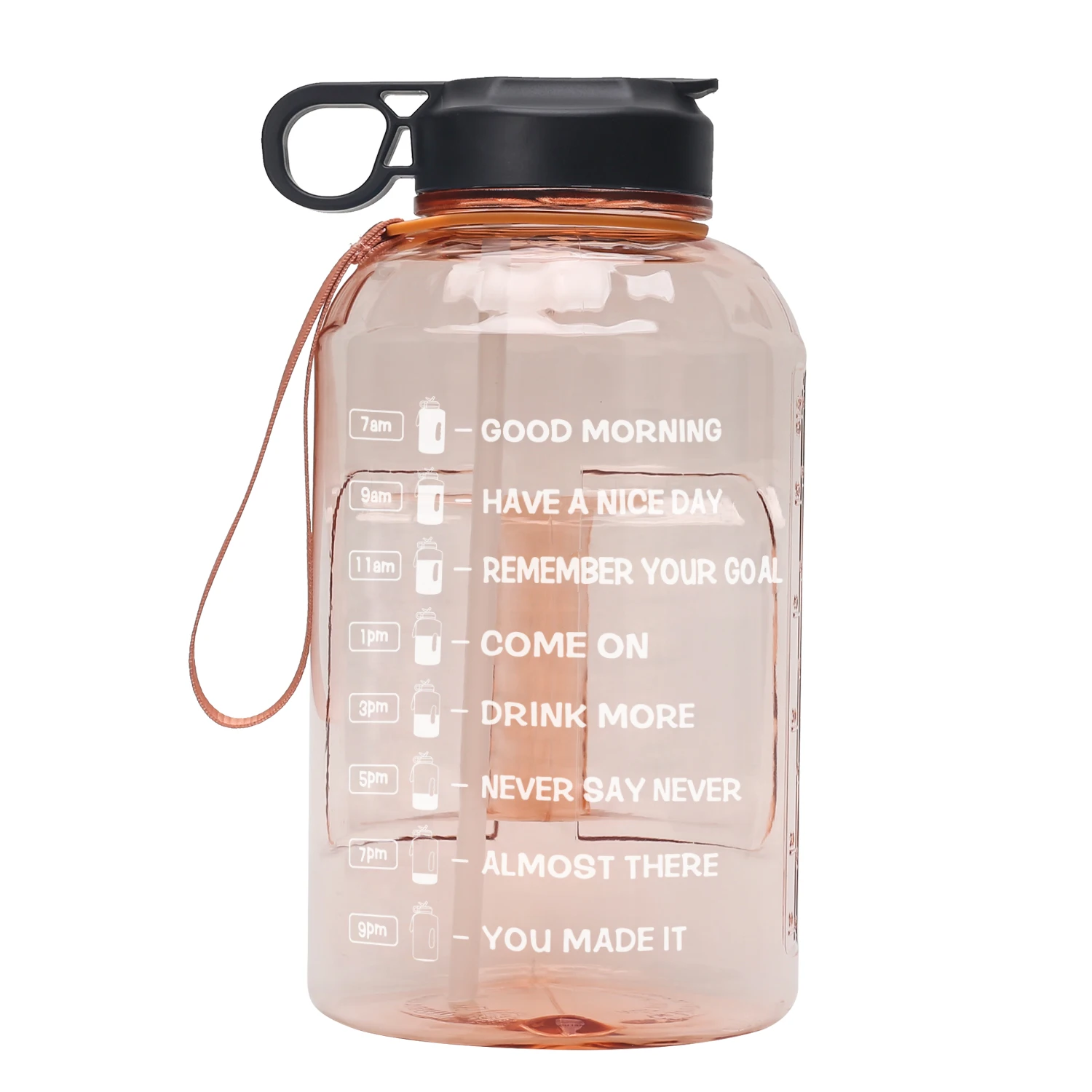 

2.2L half gallon sport water bottle transparent Large Capacity motivational Water Bottle PETG Plastic customized, Customized color